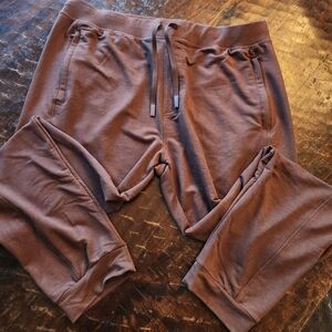 Old Navy Recharge Knit Joggers Mens XL TALL Brown Breathable Zip Pockets